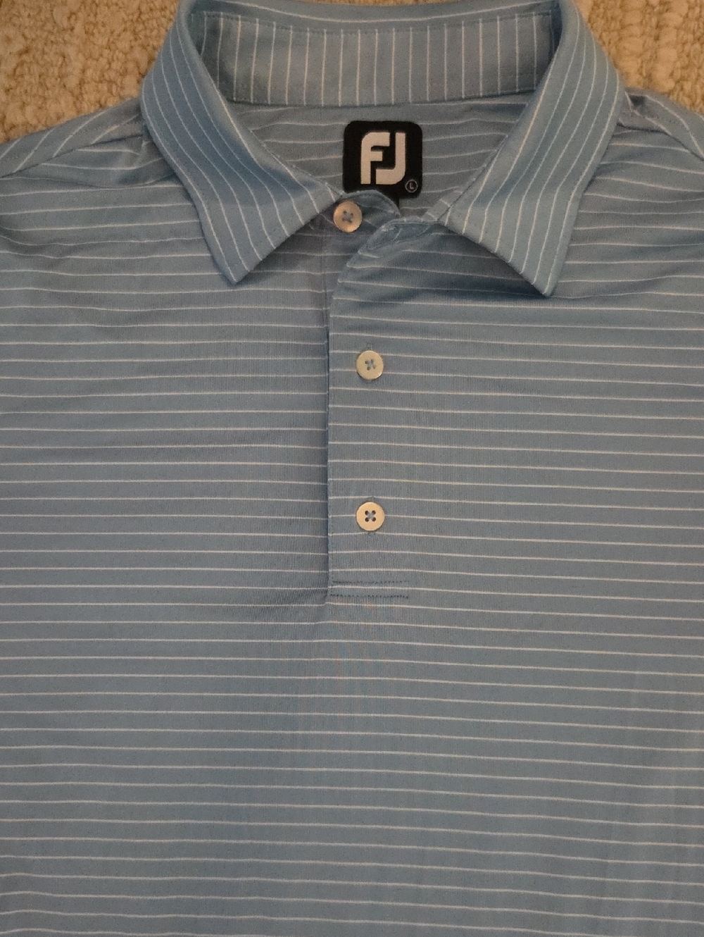 FootJoy Light Blue Striped Golf Polo Shirt, L